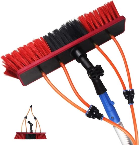 Telescoop Reinigingspaal - Uitschuifbare Borstel - Ramen Wassen - Met Watertoevoer - 9 Meter - Aluminium