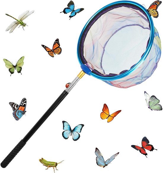 Telescoop schepnet - Vlinder net - Insecten vangen - Verstelbare steel - 66-175 cm - Meerkleurig