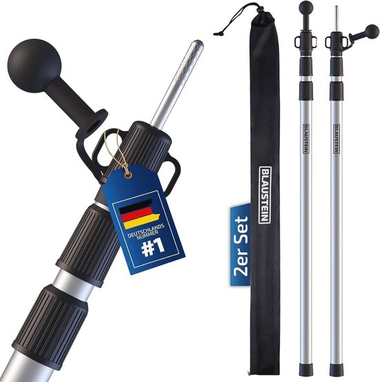 Telescoop Tentstokken Set van 2 voor Zonnezeil en Tarp - Stormvast en Weerbestendig - Ultralichte Aluminium Stangen (94-235 cm) van Merkloos	