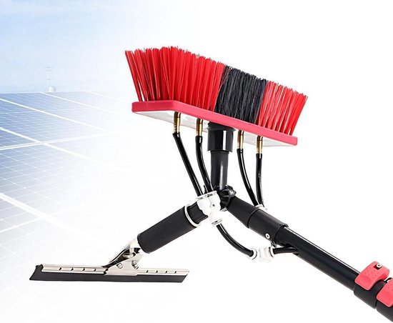 Telescoopborstel Zonnepanelen - Lichtgewicht Reiniger - Hoge Oppervlakken Wassen - Carbon Fiber Steel - 4.8 Meter - Zwart