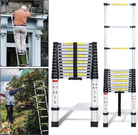 Telescoopladder - Uitschuifbare Ladder - inklapbaar van Merkloos	
