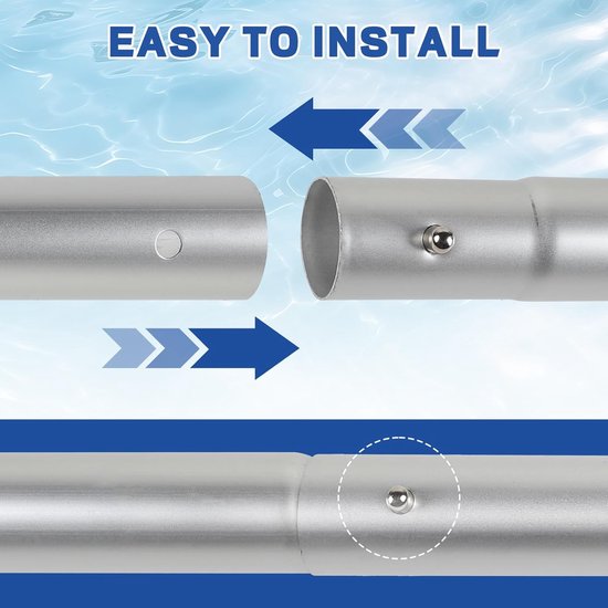 Telescoopstaaf van aluminium, 5 secties 1,7 m, zwembadstaf –