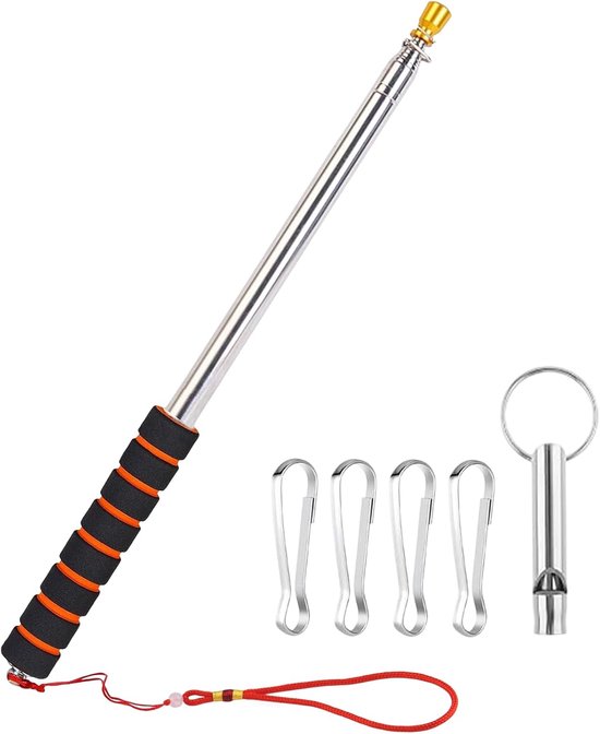 Telescoopstang Vlaggenmast - Uitschuifbare Stok - Vlaggen Ophangen - Verstevigd Dubbele Groef - 3 Meter Lengte