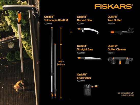 Telescoopsteel voor 'QuikFit'-gereedschapskoppen lengte: 14-24 m aluminium zwart/oranje