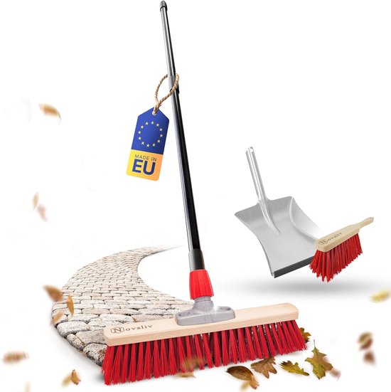 Telescoopstraatbezem 40 cm - Veegplaat met Afvoergreep en Handveger - Uittrekbare Industriële en Tuinbezem van Merkloos	