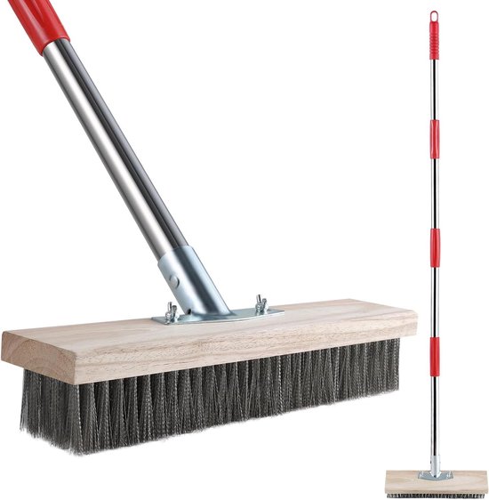 Telescope Handle Steel Wire Broom - Effective for Removing Weeds, Moss, and Stubborn Stains in Your Patio, Terrace, or Garden (145cm) van Merkloos	