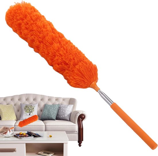 Telescopic Duster - Dust Cleaner | Microfibre Duster Extendable | Long Handle Stainless Steel Ceiling Fan | | Washable Dusting Tool | Bendable Cobweb For Home & Car, Furniture