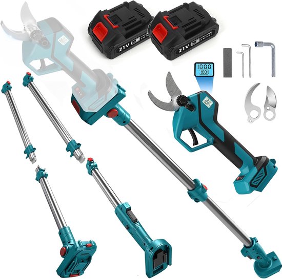 Telescopisch, 2-in-1, snoeischaar met telescoopstang, 50 mm met 21 V accu, borstelloze elektrische takkenzaag, takkenschaar voor Makita, 18 V, boomschaar voor het snoeien van bomen