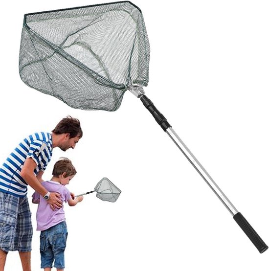 Telescopisch Visnet - Vangnet Opvouwbaar - Vissen Vangen - Verstelbare Handgreep - 42 x 24 cm - Zilver