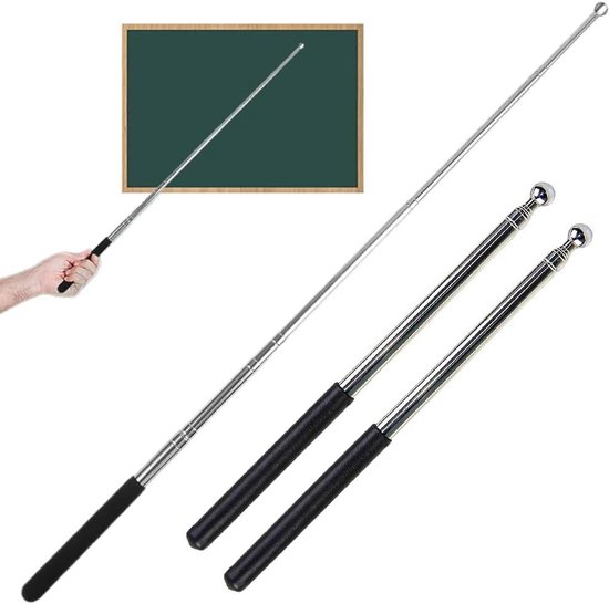 Telescopische Aanwijsstokken - Uitschuifbare Staf - Lesgeven Presenteren - Set van Twee - Tot 140 cm - Zwart