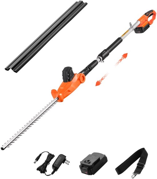 Telescopische accu heggenschaar - Stokheggenschaar - Accu 20 V - Uitschuifbaar 199-248 cm - Mes 51 cm - Kantelbaar 5 standen - Snelheid 1200 slagen/min