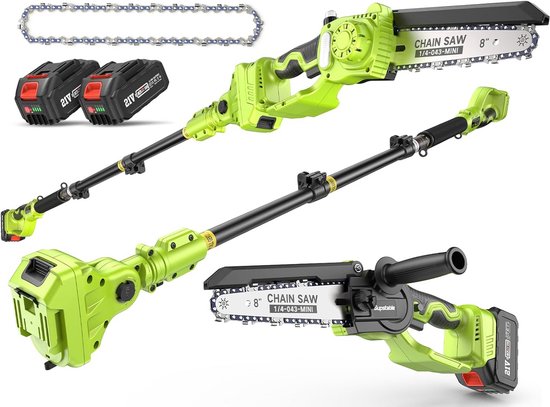 Telescopische Accu Kettingzaag met Snoeischaar - 4,8m Bereik - Borstelloze 800W Motor van Merkloos	