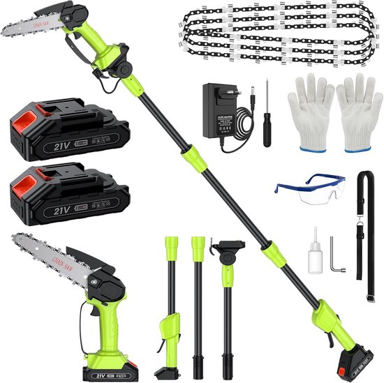 Telescopische Accukettingzaag met Lange Schacht en Extra Accessoires voor Snoeiwerk