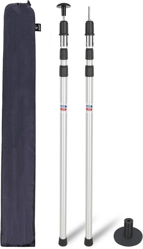 Telescopische Aluminium Tentstokken - Verstelbare Camping Accessoire - Set van 2, 230 cm