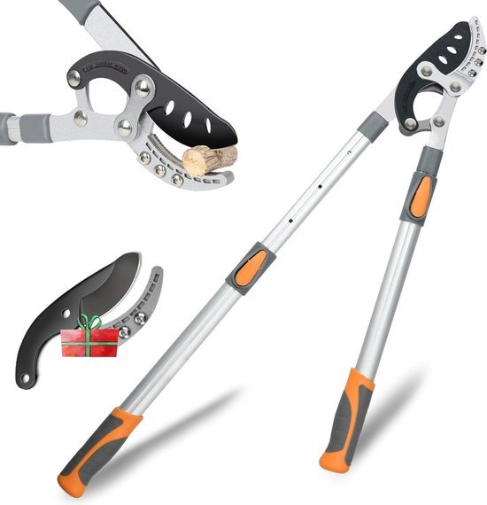Telescopische AMBOSS snoeischaar 70-103CM, met reservemessen, knipt takken dikker dan 50MM, zesvoudig verstelbare handgreep, SK-5 stalen mes en teflon gecoate, professionele snoeischaar van T