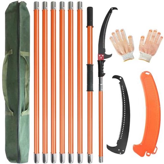 Telescopische boomzaag met draagtas - verstelbare lengte en 2 messen voor snoeiwerk van Merkloos	