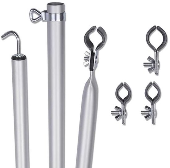 Telescopische Dakstang Set - 2 Aluminium Dakhaken voor Voortent Bevestiging 230-325 cm van Merkloos	