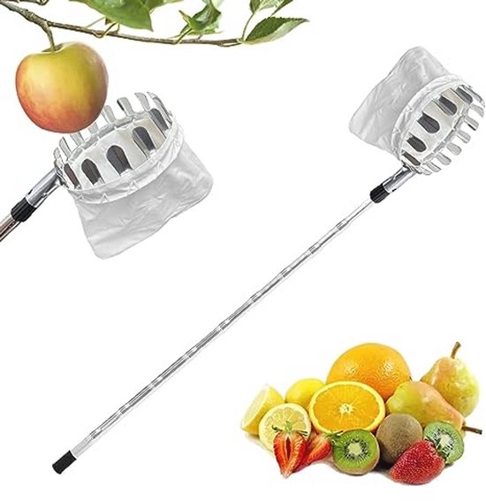 Telescopische fruitplukker voor gemakkelijk plukken van fruit in boomgaarden - Multifunctionele roestvrijstalen plukstang met katoenen zak