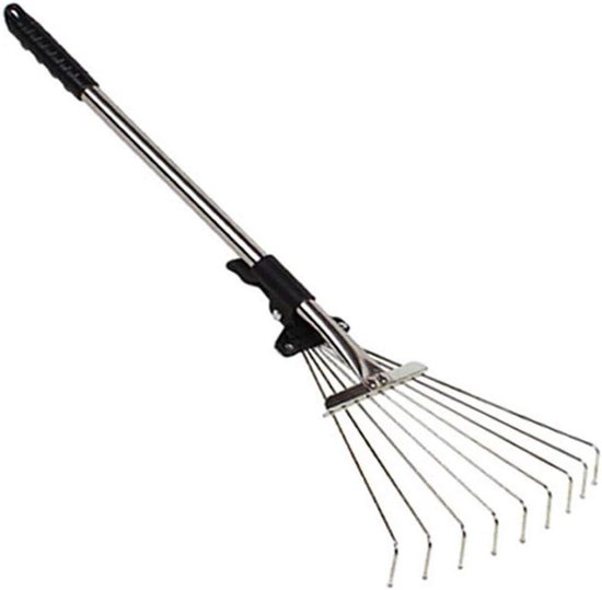 Telescopische hark voor bladharken in de tuin - Instelbaar en multifunctioneel - Harken van bladeren in gras en oprit van Merkloos	