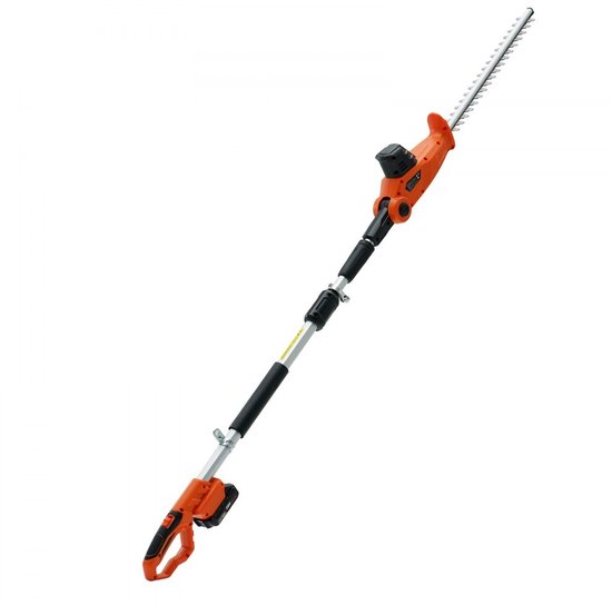 Telescopische heggenschaar - Accu stokheggenschaar 20V - Uitschuifbaar 188-239 cm - Meslengte 46 cm - Snijcapaciteit 16 mm - Draaibare kop 30-150° - Incl. accu en snellader van Merkloos	