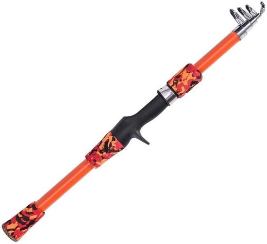Telescopische Hengel - Reishengel Set - Kinderen Vissen - Compleet Met Aas - 130cm tot 1.8m - Oranje