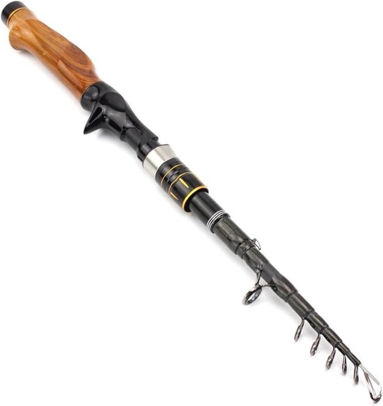 Telescopische Hengel - Reishengel Werphengel - Vissen Buiten - Houten Handvat - 1.6m - Casting Rod