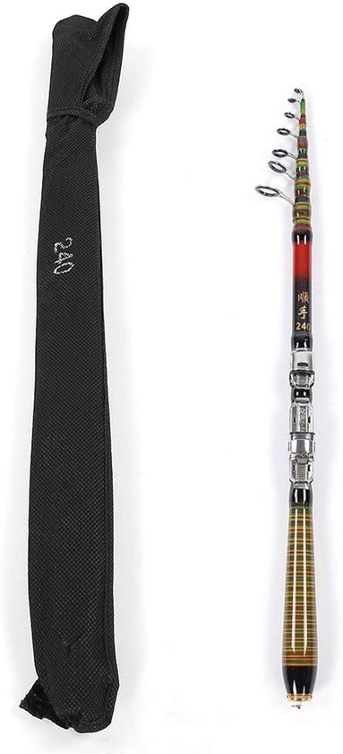 Telescopische Hengel - Reishengel Werphengel - Zeevissen Vissen - Lichtgewicht Koolstofvezel - 240CM Lengte - Donker Groen van Merkloos	