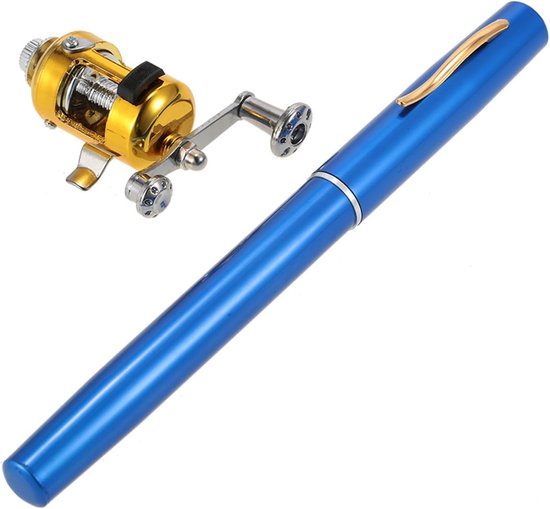 Telescopische Hengel Set - Pen Hengel Molen - Vissen op Locatie - Compact Draagbaar Ontwerp - 99 cm Uitgeschoven - Blauw