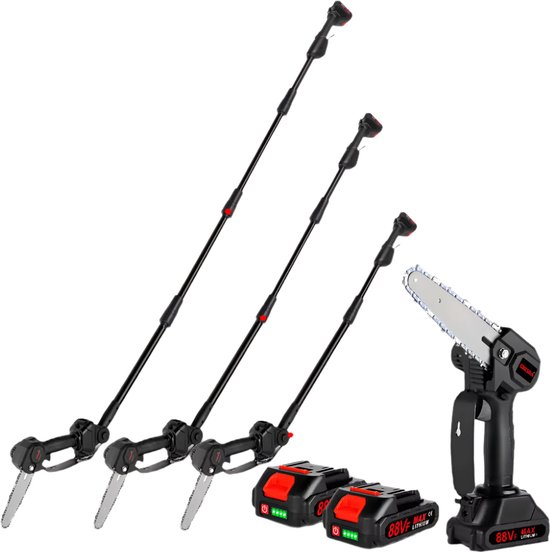Telescopische Kettingzaag - Mini Kettingzaag - Elektrische Snoeischaar - Telescopische Kettingzaag Accu - 3500W - Verstelbare Hoogte - Draagbaar Tuingereedschap - 2 Batterij EU Stekker van Merkloos	
