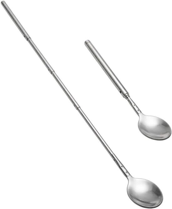 Telescopische lepel van roestvrij staal, uittrekbare lange steel, ideaal voor dessert en soep, 22-64 cm verstelbaar
