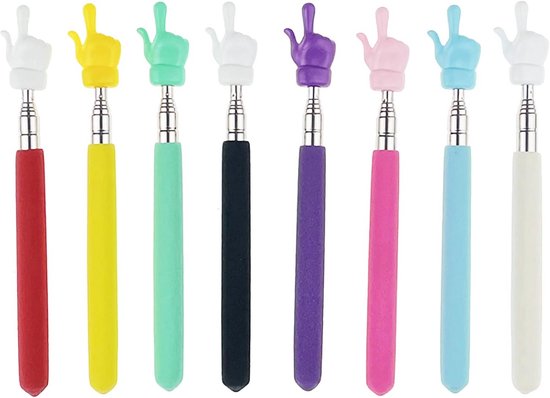 Telescopische Leraar Wijzer - Aanwijzer Stick Vinger - Presentaties Geven - Uitschuifbaar Tot 55cm - 8 Stuks - 8 Kleuren