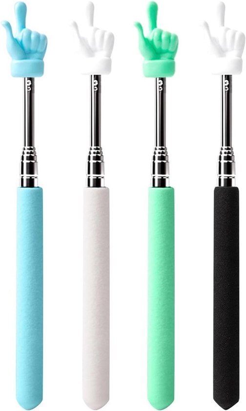 Telescopische Leraren Pointer - Presentatie Vinger Stick - Lesgeven Presenteren - Intrekbaar Antislip Handvat - 55 cm Uitgevouwen - Zwart