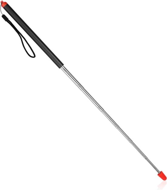 Telescopische Lerarenwijzer - Uitschuifbare Aanwijsstok - Presentaties Verbeteren - Roestvrij Staal PVC - 120cm Uitrekbaar - Zwart