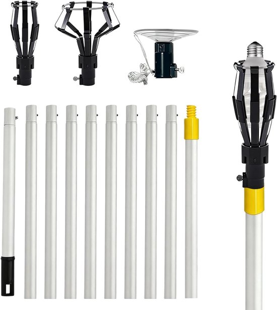 Telescopische Lichtwisselaar - Verlengstok Lamp - Lampen Vervangen - Zelfinstellende Klemming - 3698 cm - Grijs