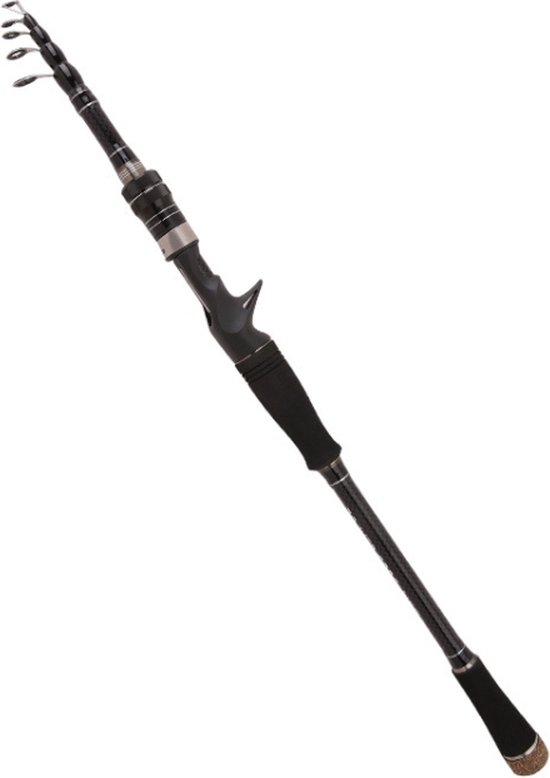 Telescopische luxe vishengel van Improducts - vis hengel is 330 cm (3.30M) lang en van Carbon super licht en zeer sterk en ook geschikt voor KARPER EN ZEEVIS. van Improducts