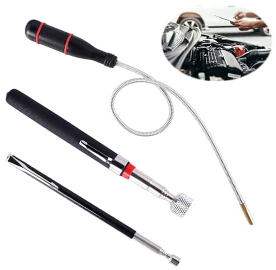Telescopische Magneetstaaf Set van 3 - Flexibele Magnetische Lifter en Grijper - Extra Sterk tot 3 lb - Ideaal voor Moeilijk Bereikbare Plaatsen van Merkloos	