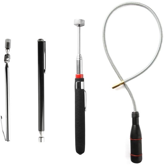 Telescopische Magnetische Stang - 4 Stuks Extra Sterke Magneten voor Flexibel Gebruik, Draagbare Magnetische Hefstok en Grijper, Ideaal voor Onderhoud en Reparaties van Merkloos	