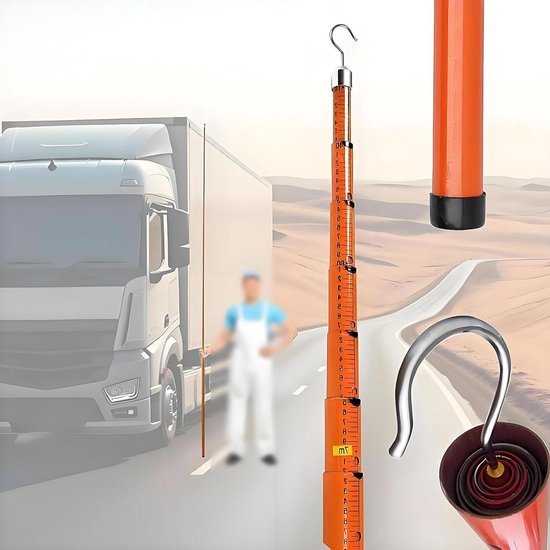 Telescopische Meetstok - Hoogtemeter Stok - Hoogtemeting Lijnwachter - Niet-geleidende Epoxyhars - 8 meter - Oranje