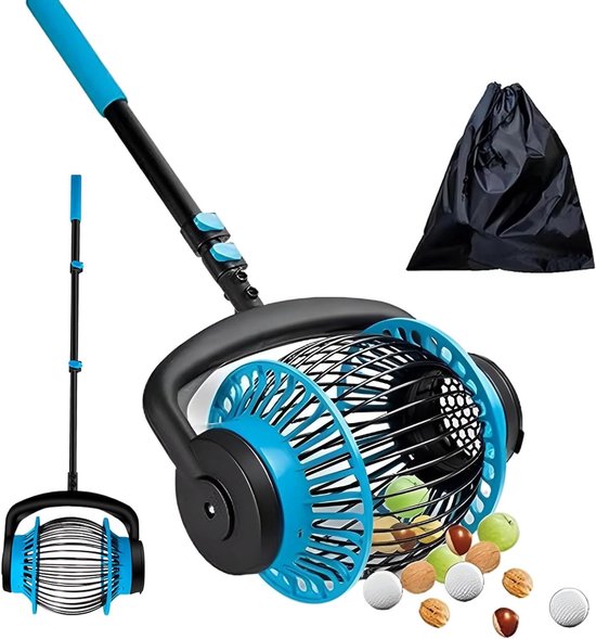 Telescopische Notenplukker - Fruitplukker Walnoten - Eikels Verzamelen - Verstelbare Lengte - 6 Liter Inhoud - Zilver