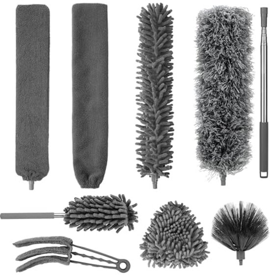 Telescopische plumeau 9-delig - wasbare spinnenwebverwijderaar tot 245 cm van Merkloos	