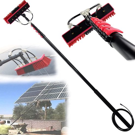 Telescopische Raamborstel - Uitschuifbare Reiniger - Hoge Oppervlakken Schoonmaken - Watergevoede Telescoopsteel - 36-108 m - Zilver