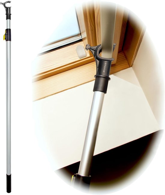Telescopische Raamstok - Dakraam Bediening - Hoge Ramen Openen - Compatibel met Velux - 2 Meter Lengte - Zilver van Merkloos	