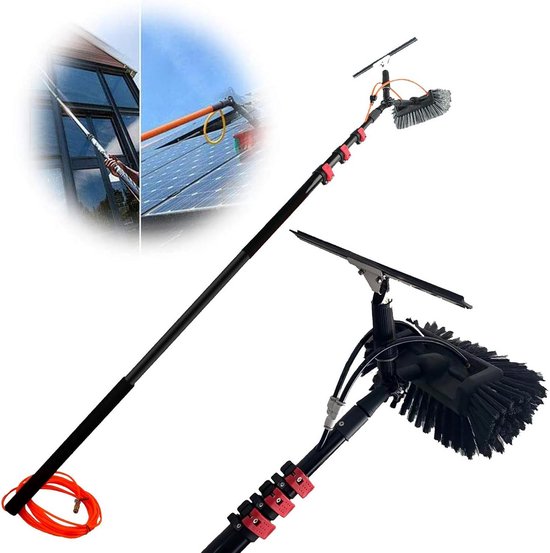 Telescopische Raamwisser met Wateraansluiting - Uitschuifbaar tot 12 Meter voor Ramen, Zonnepanelen en Daken Reinigen van Merkloos	