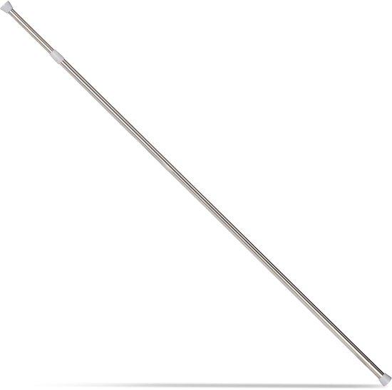 Telescopische roede, van rvs, voor gordijnen, douchegordijn, zonder boren, douchestang, 150-280 cm, zilver