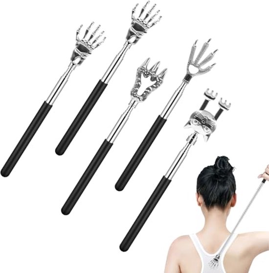 Telescopische Rugkrabber - 5 Stuks Uittrekbare Krabhand voor Hoofd en Rug - Massage & Jeukverlichting - Grappige Cadeaus voor Mannen en Vrouwen van ViviSky