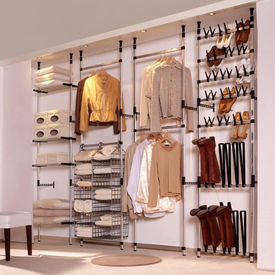 Telescopische schoenenrek van aluminium voor 12 paar schoenen, stabiele en robuuste opbergoplossing met instelbare hoogte, minimalistische schoenenorganizer voor ruimtebesparende