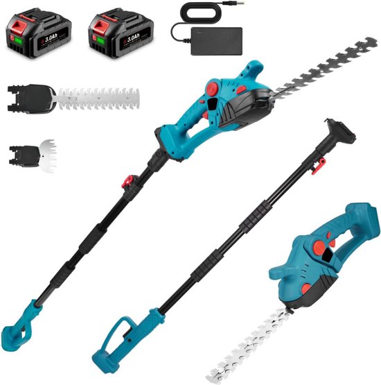 Telescopische Snoeischaar - Mini Kettingzaag - Heggenschaar - Takkenschaar - Takkenzaag - Elektrische Snoeizaag met Accu - Blauw van Merkloos	