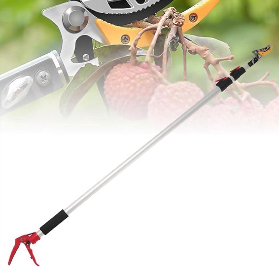 Telescopische Snoeischaar - Stokschaar Fruitplukker - Takken Snoeien - Lichtgewicht Aluminium - 3 Meter - Grijs