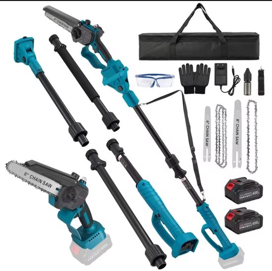 Telescopische Snoeizaag – Accu Stoksnoeier – Mini Kettingzaag – Borstelloze Motor – Max. 4,5 m Bereik - Met 2 accu's van VONROC