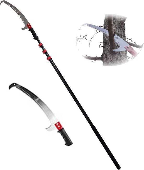 Telescopische Snoeizaag - Boomtrimmer Stokzaag - Takken Snoeien - Verstelbare Steel - 7.2 Meter - Zwart